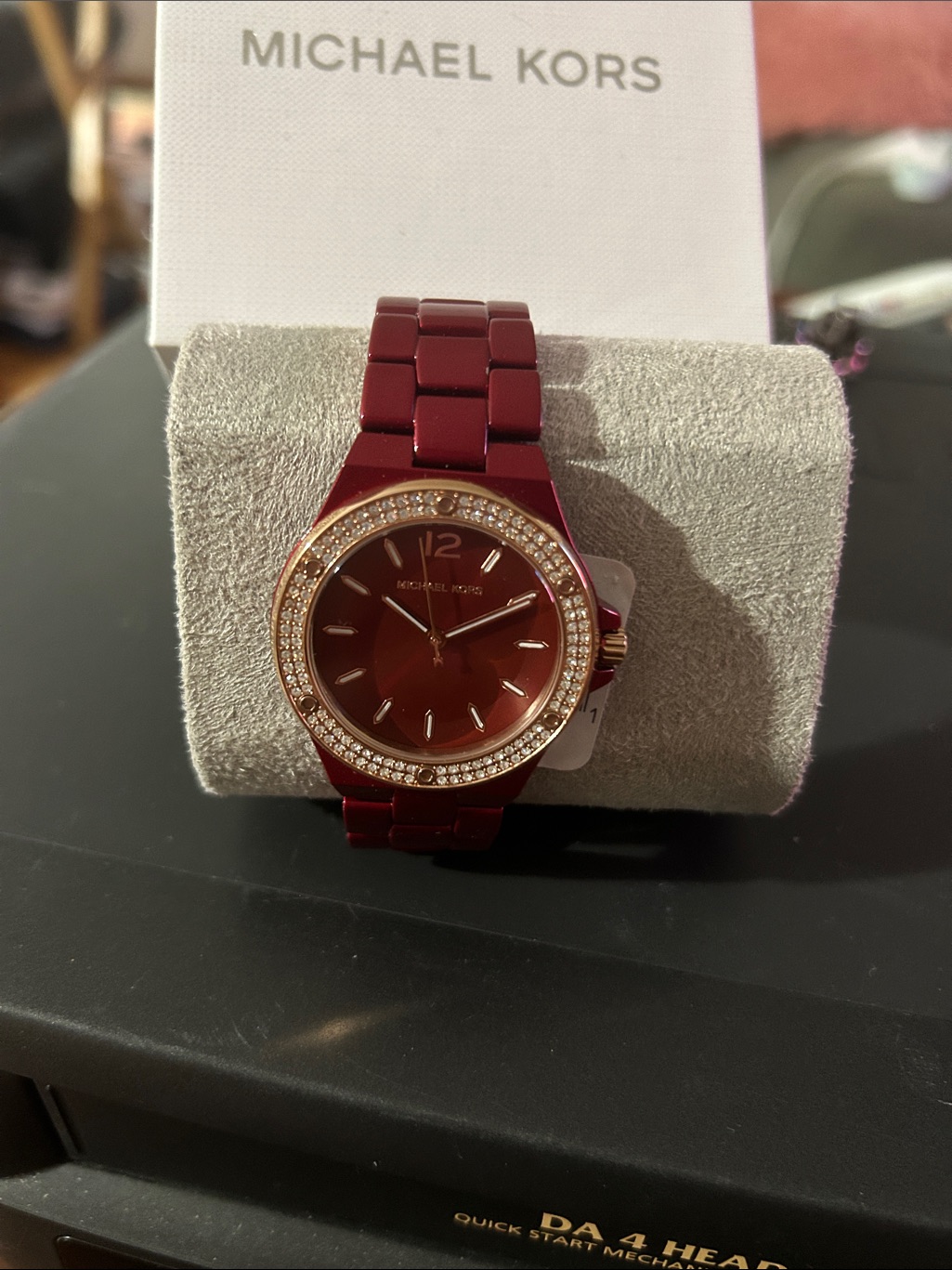 Michael Kors Women’s Red Crystal Bezel Bracelet Watch